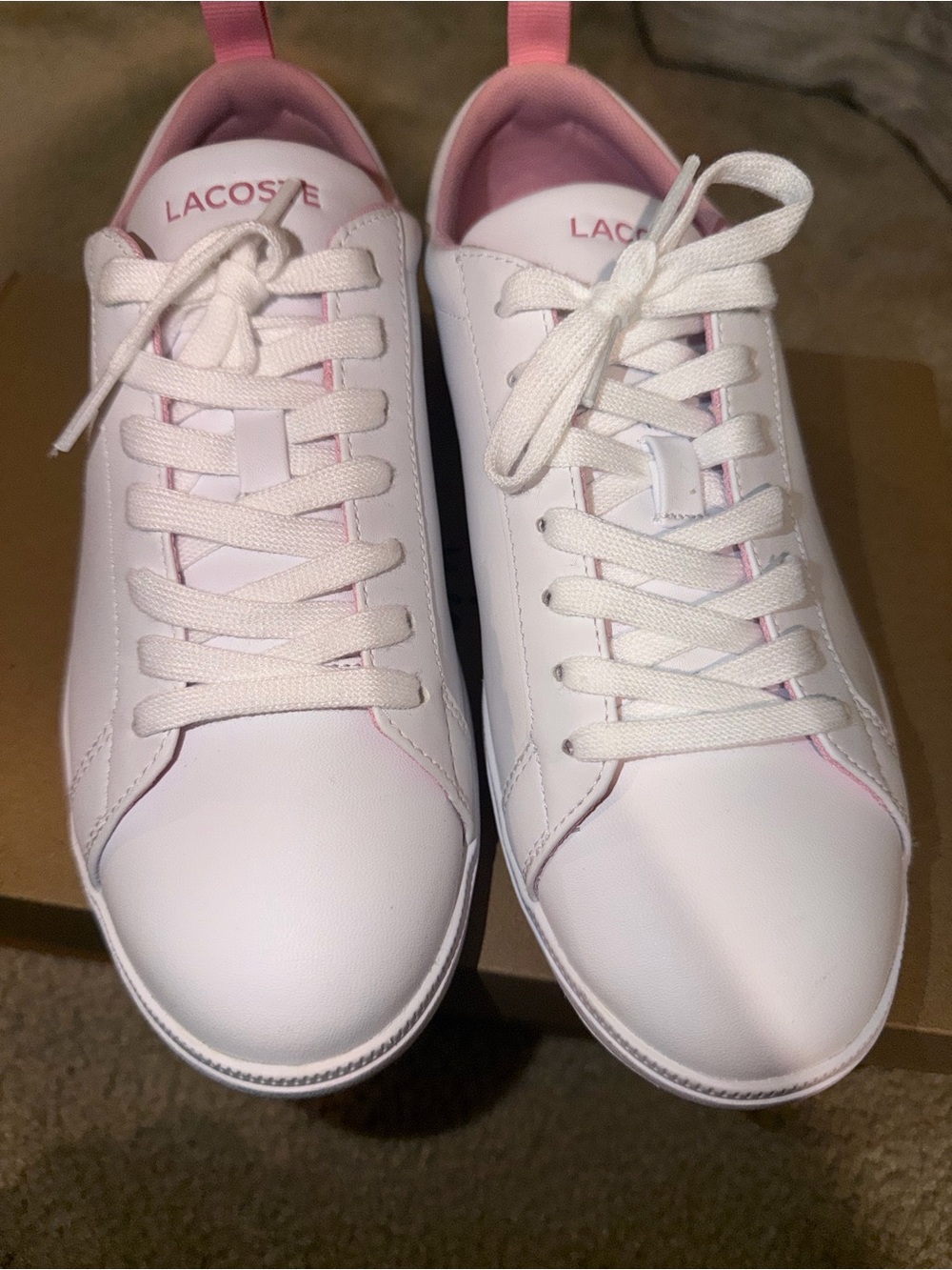 Lacoste White Sneakers with Pink Accents